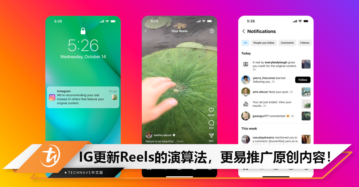 让内容更容易推广！Instagram更新Reels的演算法，让创作者接触更大观众群！