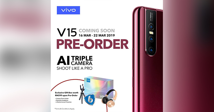 Vivo V15将于3月23日正式在大马推出！预购Vivo V15手机可获得价值RM299的赠品！